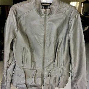 Light Gray Vinyl Ruffle Waist Jacket